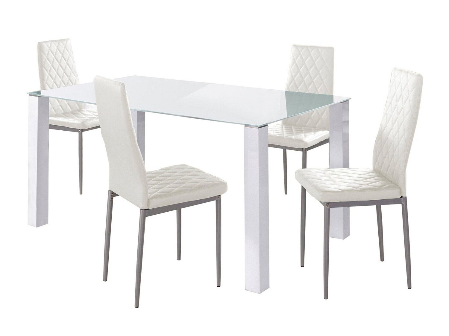 Jedilniški komplet Denton 280 (Bela + Siva + Bela)