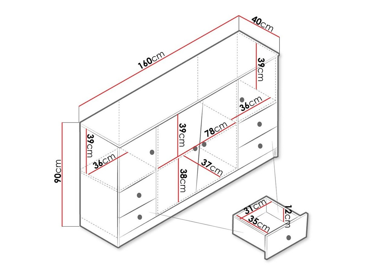 Komoda Almira 105 (Artisan hrast + Bela)