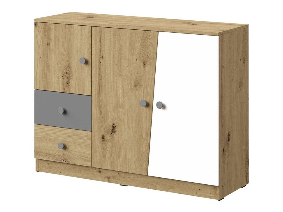 Komoda Almira 106 (Artisan hrast + Bela + Siva)