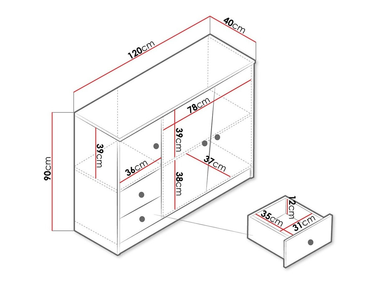 Komoda Almira 106 (Artisan hrast + Bela)