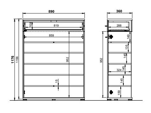 Komoda Nuveno 100 (Bela + Navarra hrast)