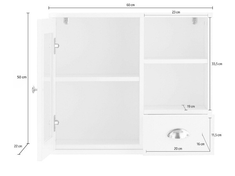 Kopalniška omarica z ogledalom Elmvene 100 (Siva)