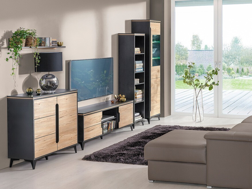 Dnevni prostor Ogden H112 (Temno siva + Svetel les)