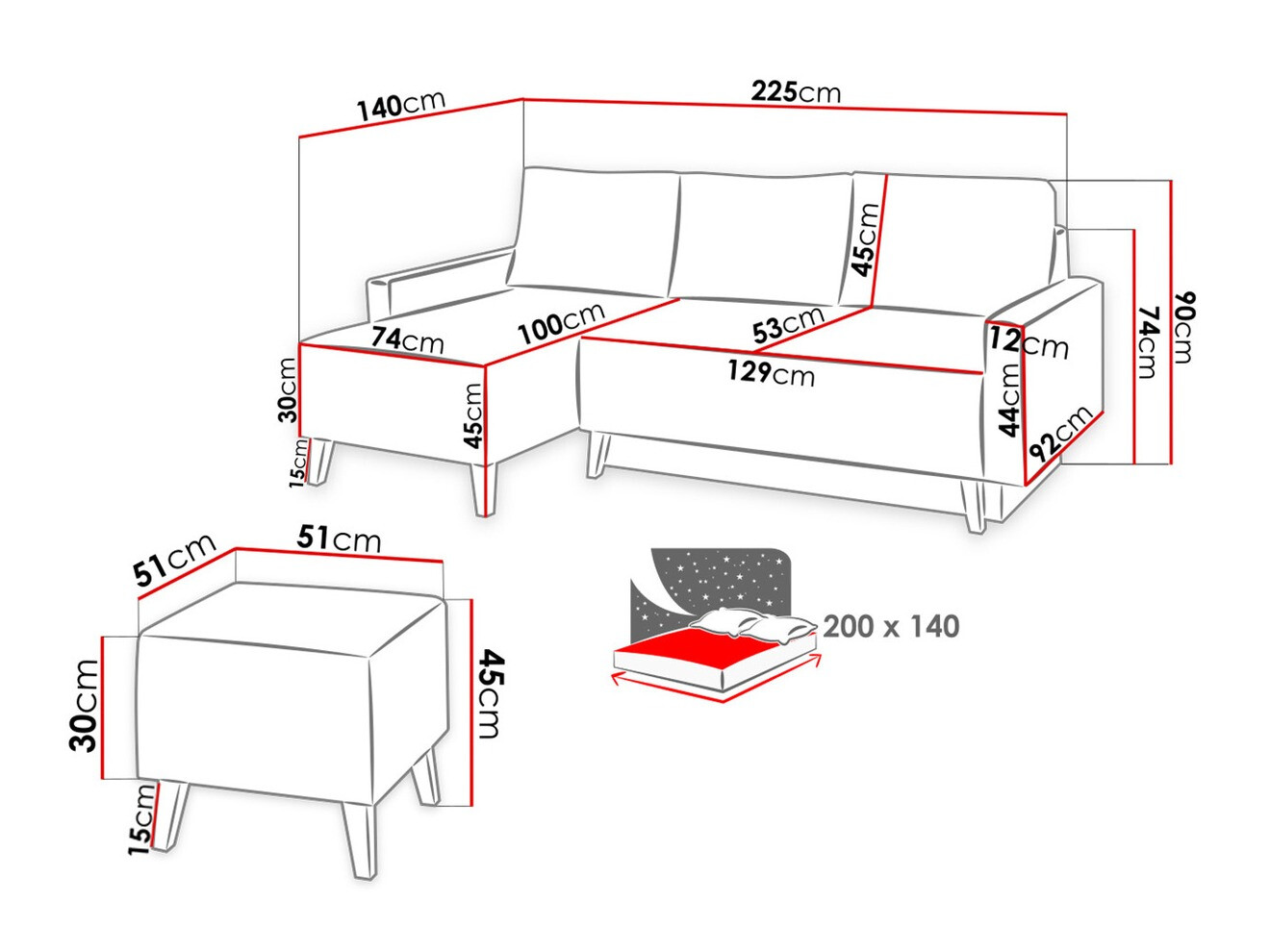 Komplet oblazinjenega pohištva Etrmoru 137