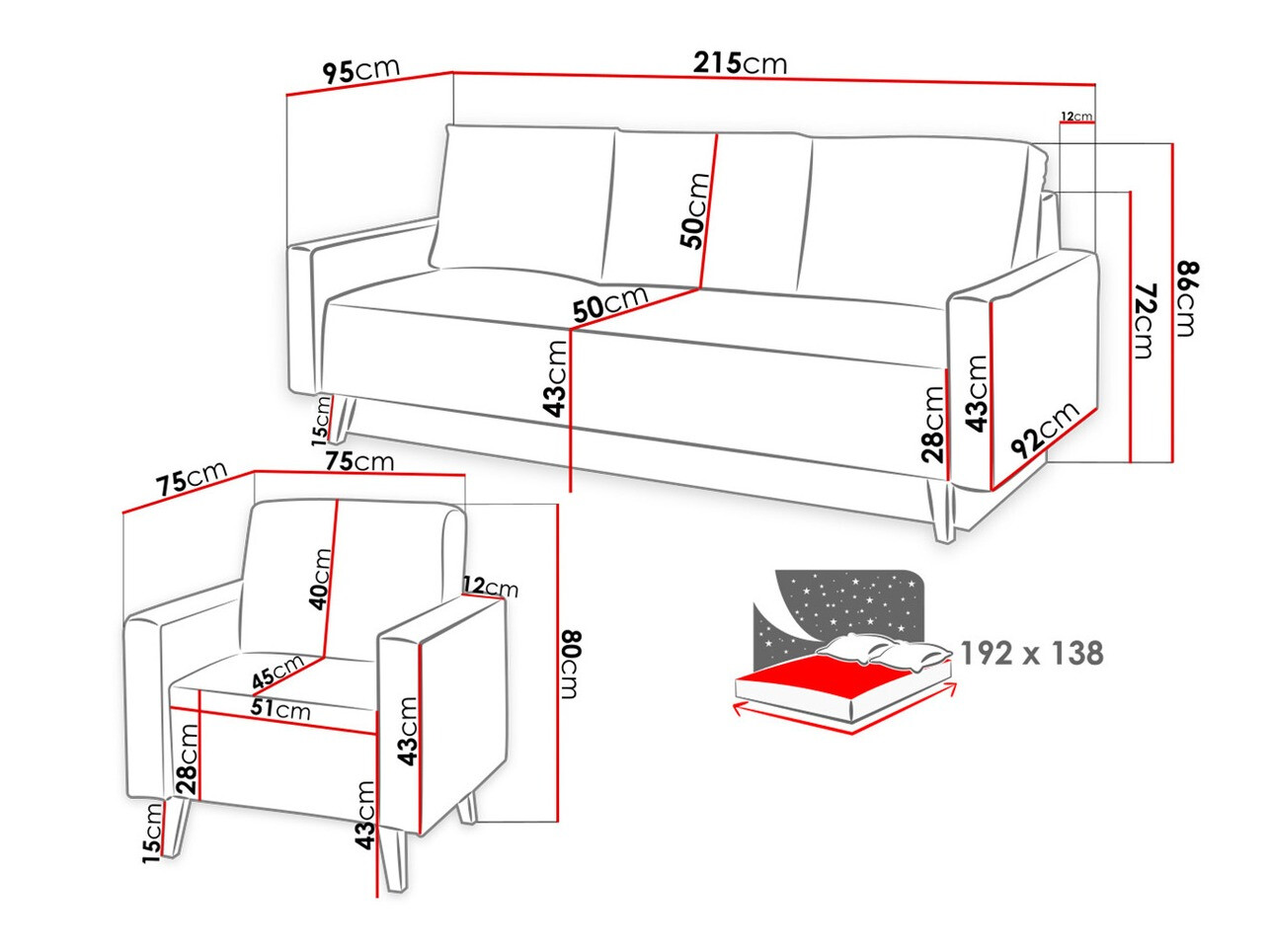 Komplet oblazinjenega pohištva Etrmoru 138