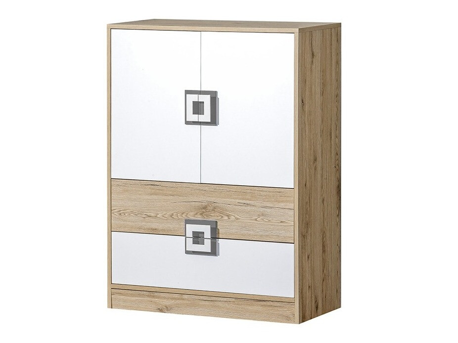 Komoda Balvire 109 (Lahki hrast + Bela + Siva)