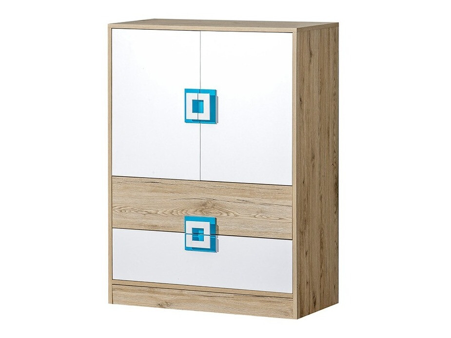 Komoda Balvire 109 (Lahki hrast + Bela + Turkizna)