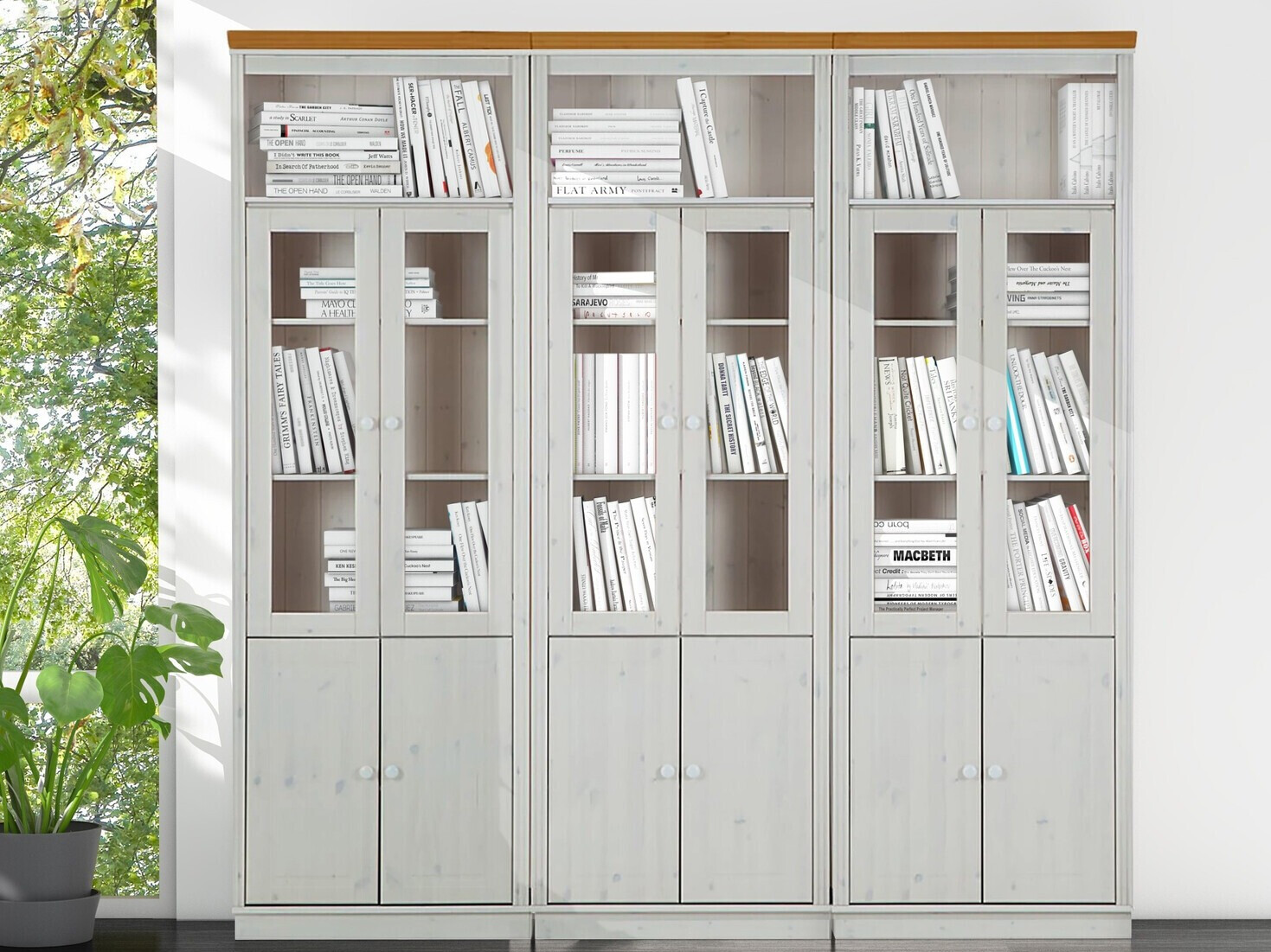 Komplet polic Saltoro 109 (Bela + Medeni hrast)