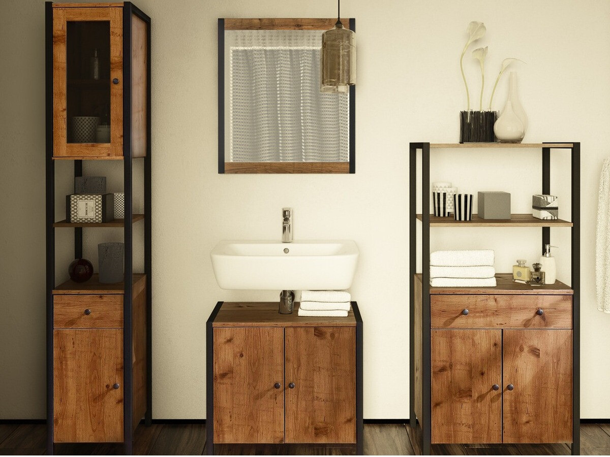 Ogledalo Larnovo 114 (Temen hrast + Črna)