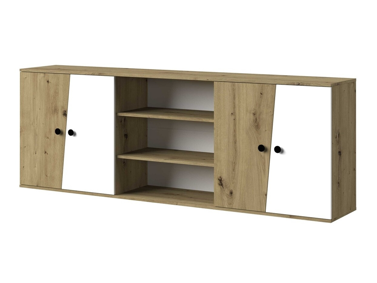 Stenska omarica Mirelbu 115 (Artisan hrast + Bela + Črna)