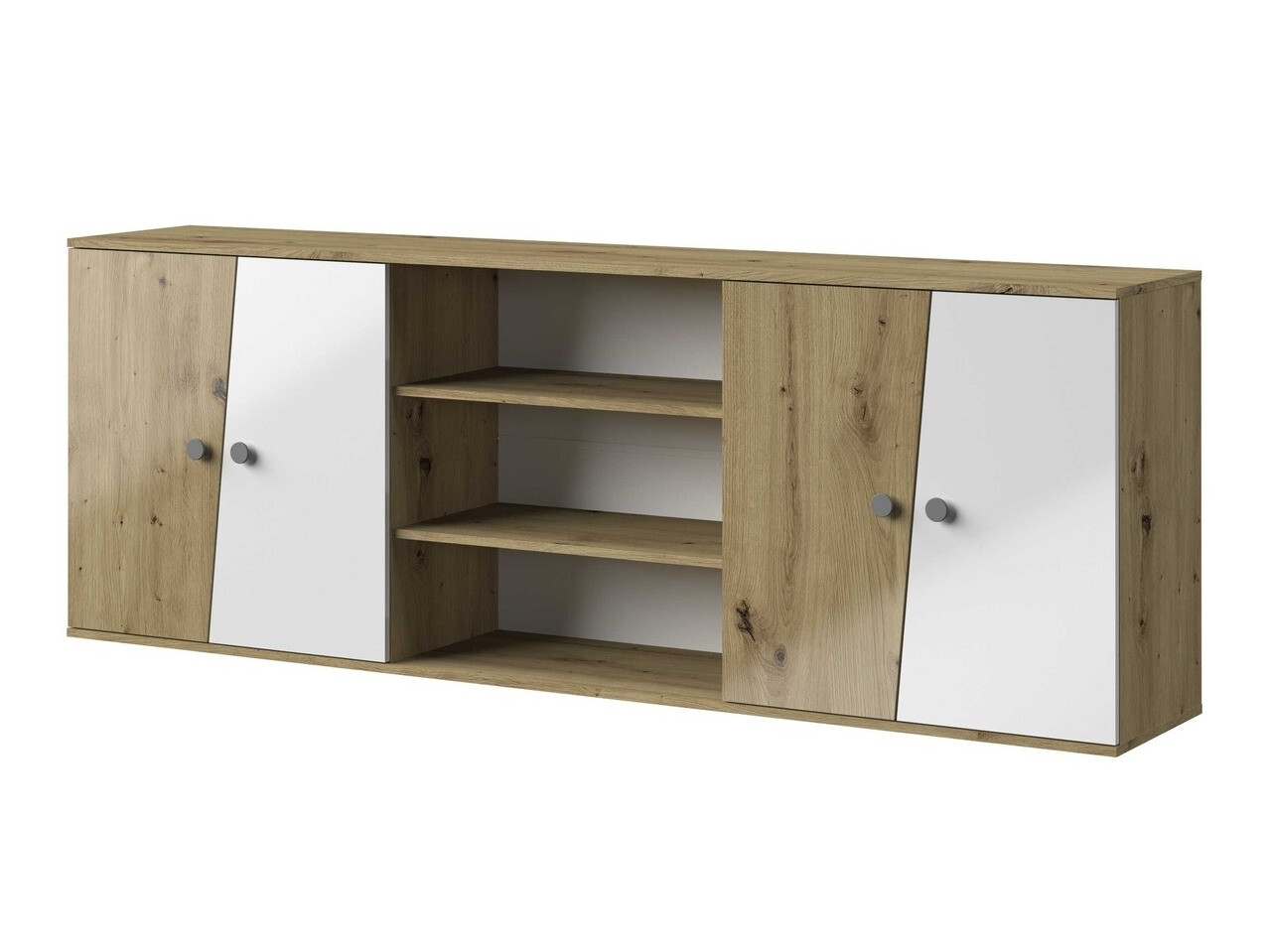 Stenska omarica Mirelbu 115 (Artisan hrast + Sijaj bela + Siva)