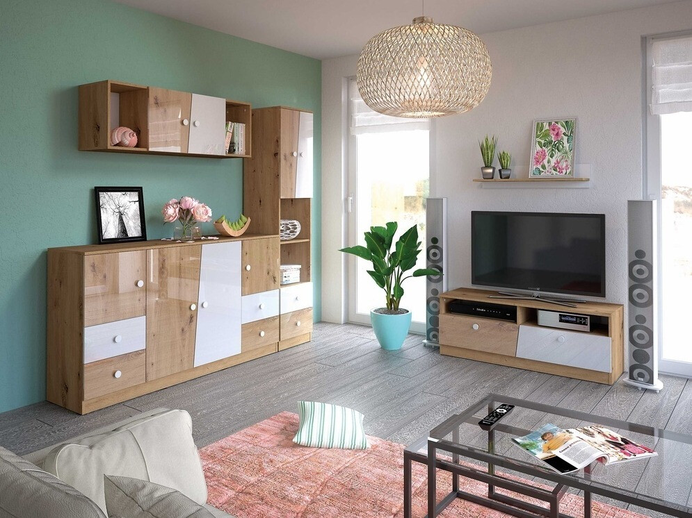 TV-omarica Mirelbu 107 (Artisan hrast + Bela + Črna)