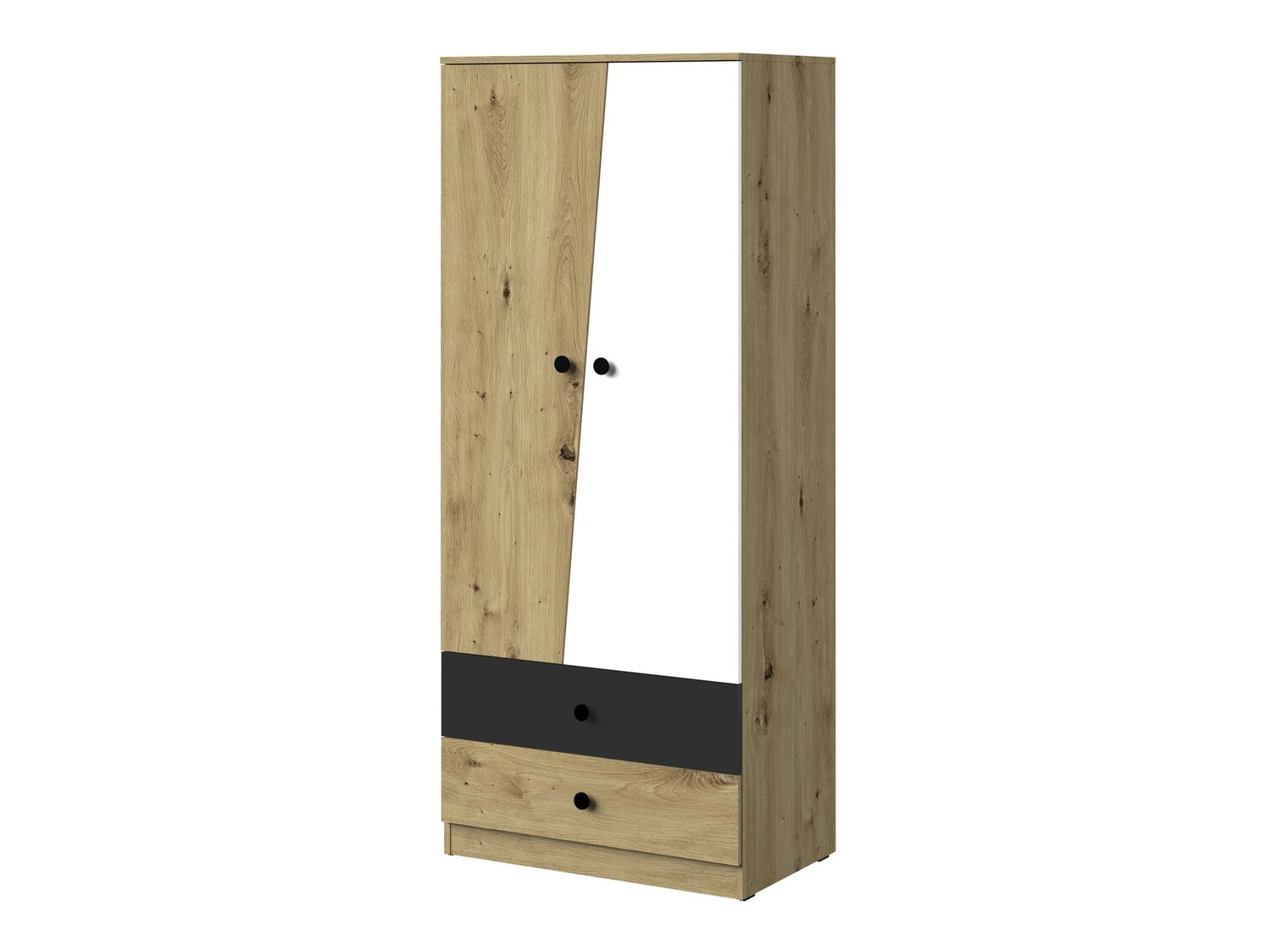Garderobna omara Mirelbu 100 (Artisan hrast + Bela + Črna)