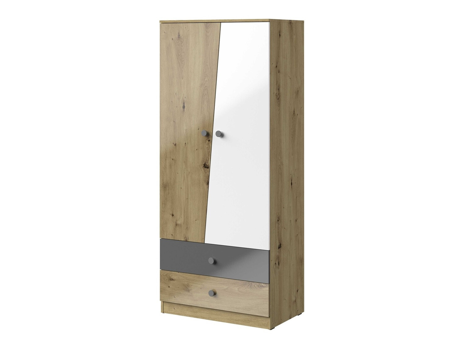 Garderobna omara Mirelbu 100 (Artisan hrast + Sijaj bela + Sijaj siva)