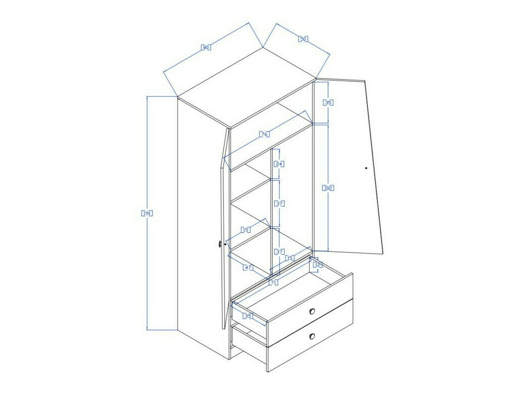 Garderobna omara Mirelbu 100 (Artisan hrast + Sijaj bela + Sijaj siva)