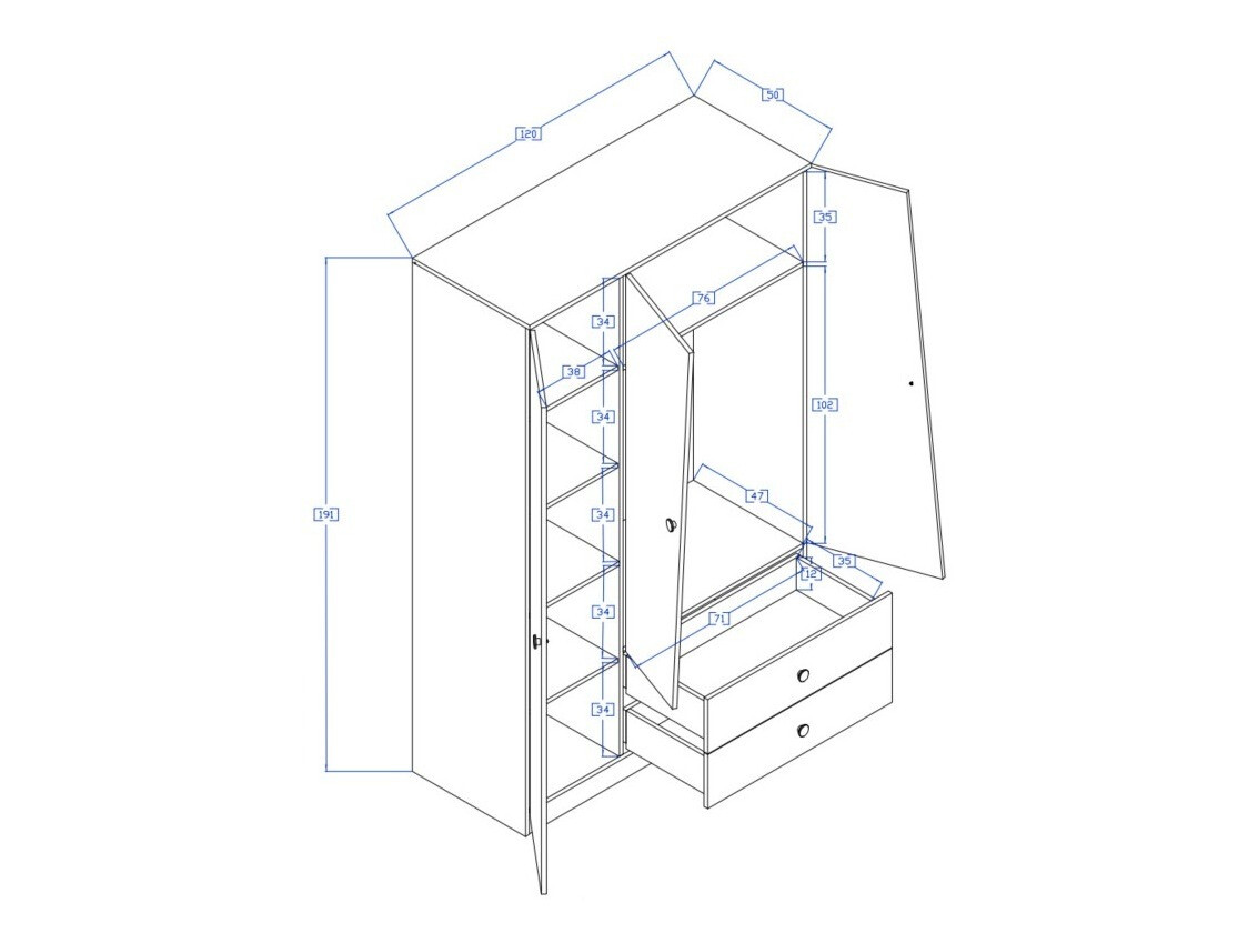 Garderobna omara Mirelbu 102 (Artisan hrast + Sijaj bela)