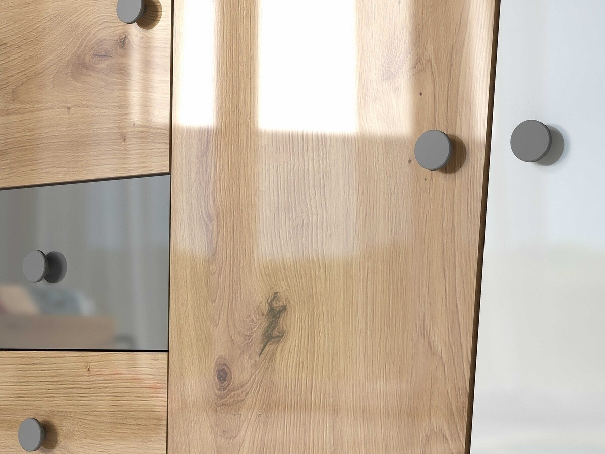 Komoda Mirelbu 106 (Artisan hrast + Bela + Črna)