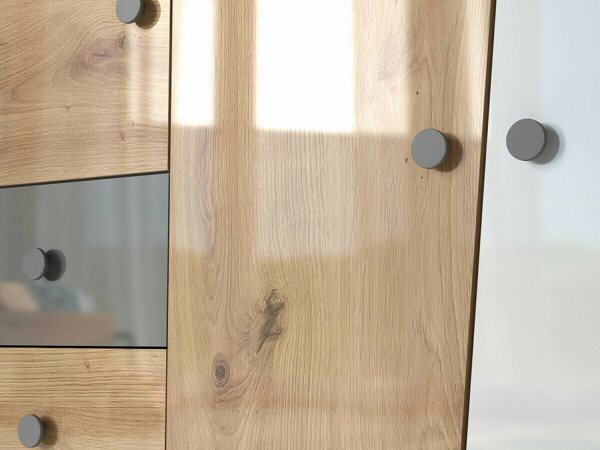 Kotna omara Mirelbu 101 (Artisan hrast + Sijaj bela + Sijaj siva)