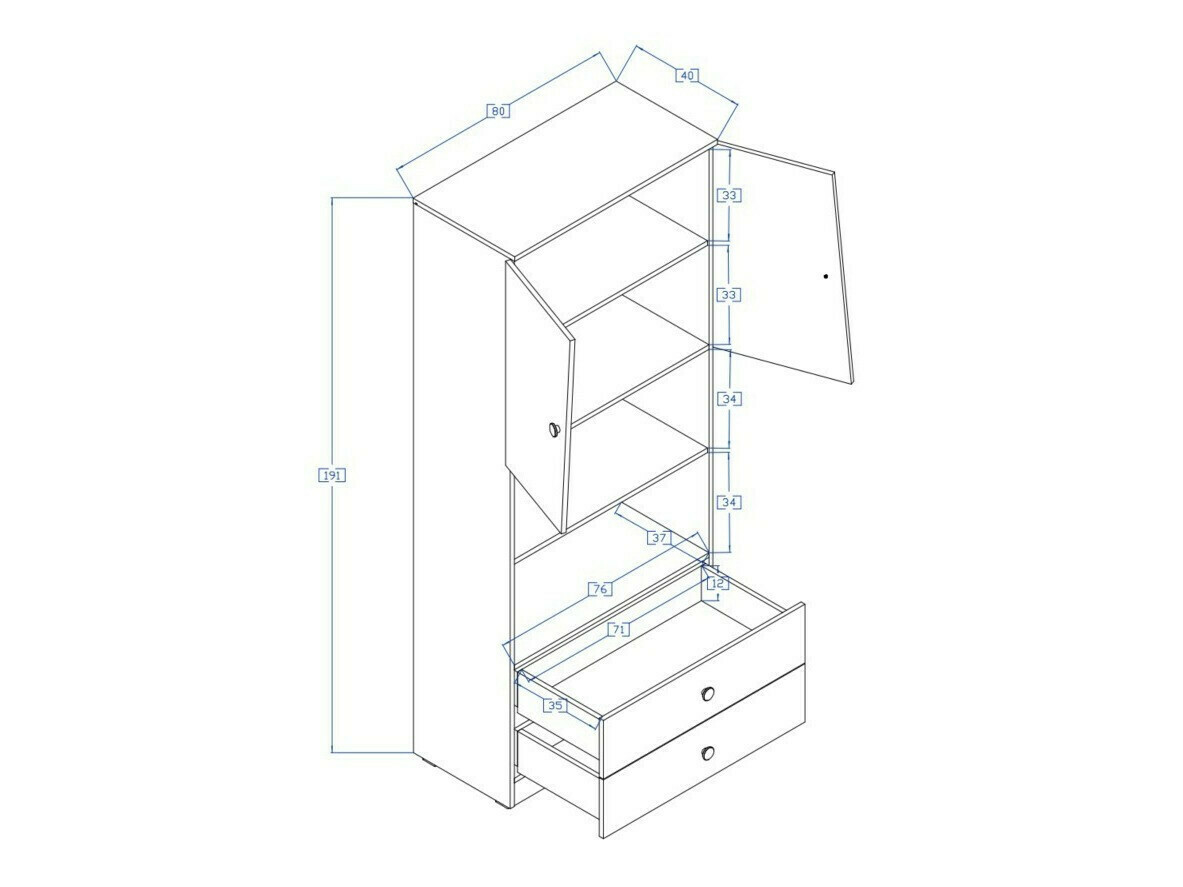Regal Mirelbu 103 (Artisan hrast + Bela + Črna)