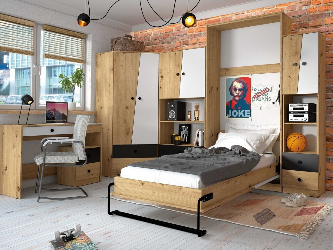 Regal Mirelbu 104 (Artisan hrast + Sijaj bela)