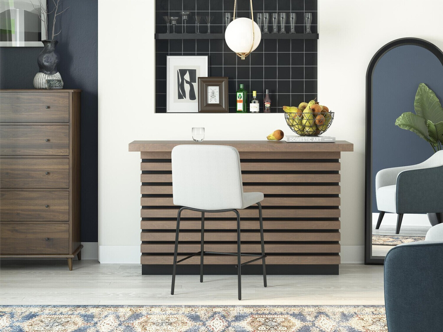 Srednje visok barski stol Tulsa 209 (Siva + Črna)