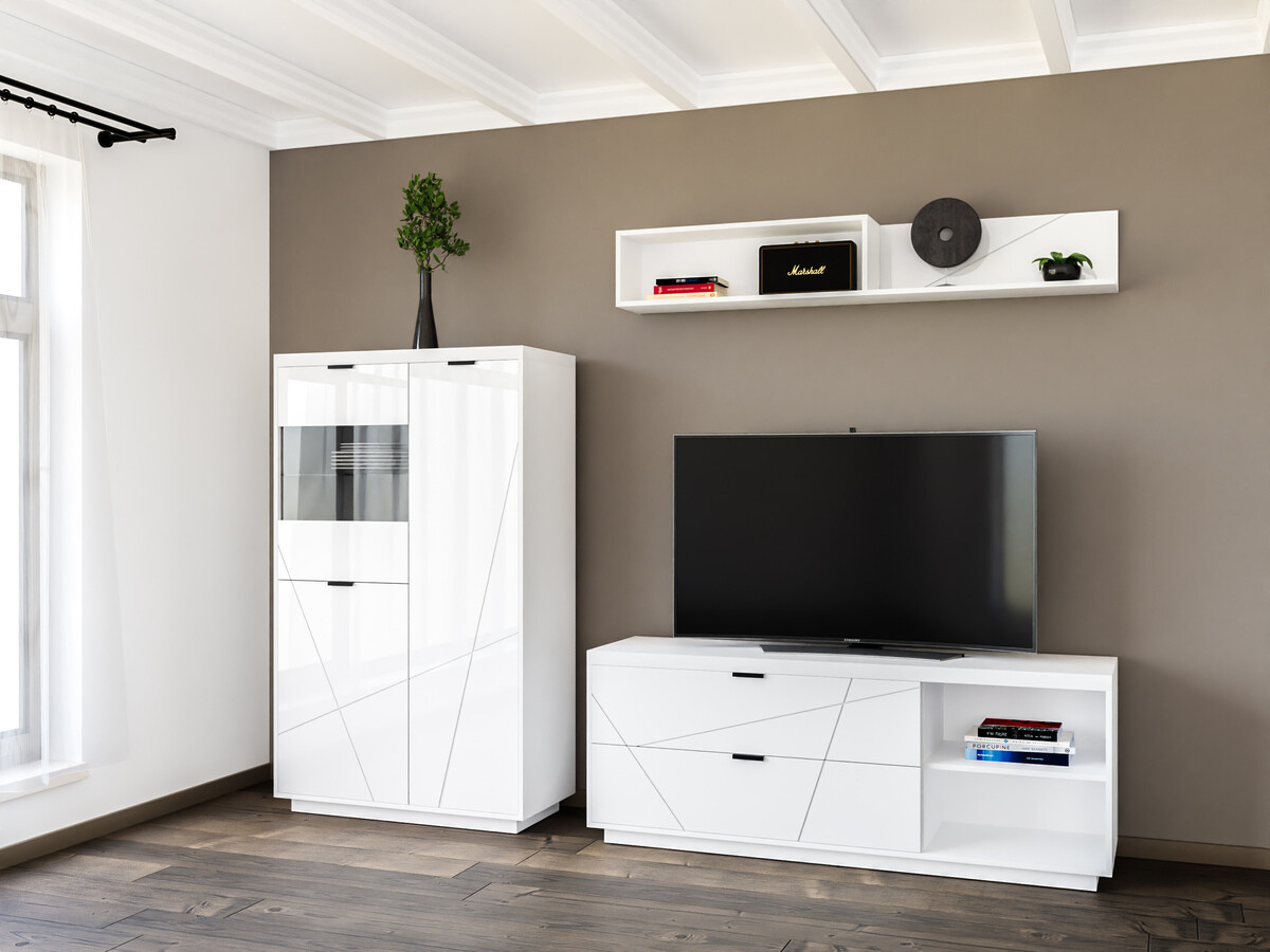 Komplet za dnevno sobo Fivale 111 (Sijaj bela + Bela)