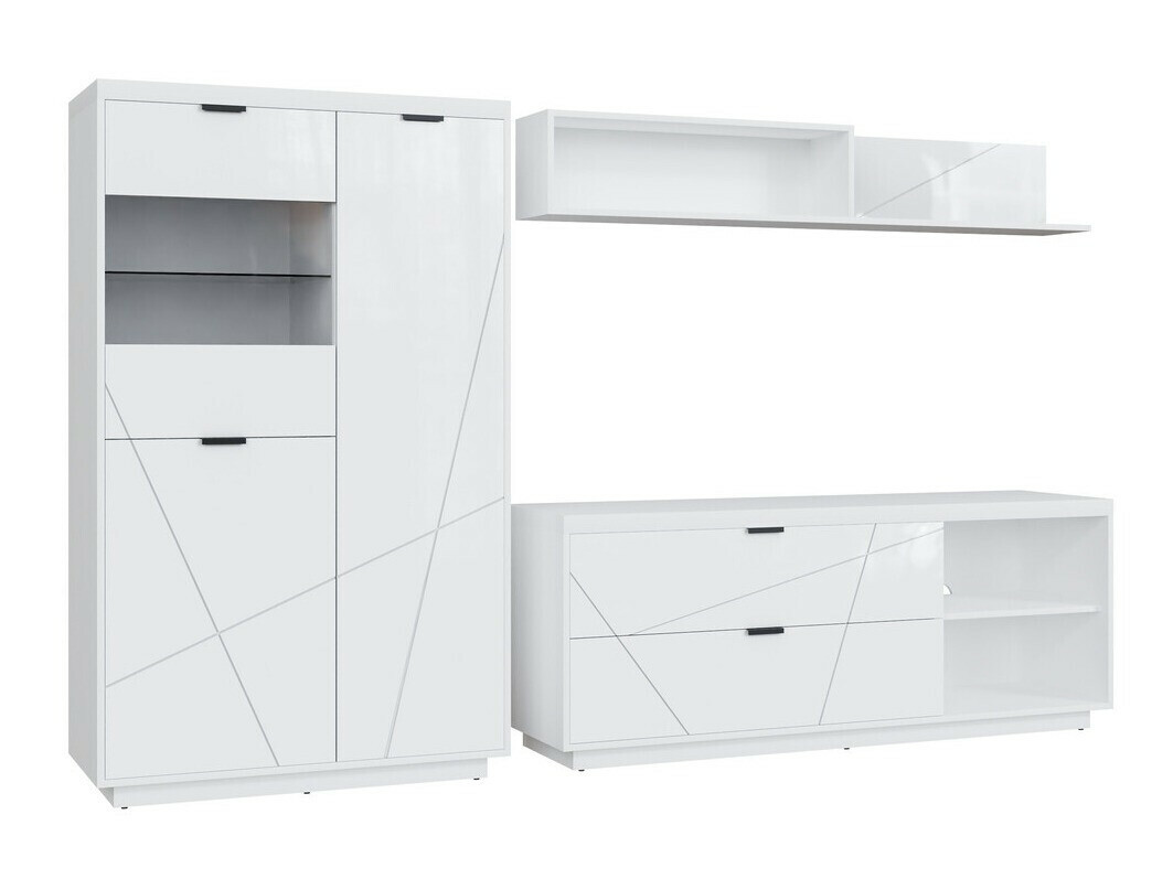 Komplet za dnevno sobo Fivale 111 (Sijaj bela + Bela)