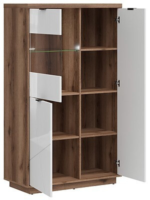 Komplet za dnevno sobo Fivale 111 (Temni delano hrast + Sijaj bela)