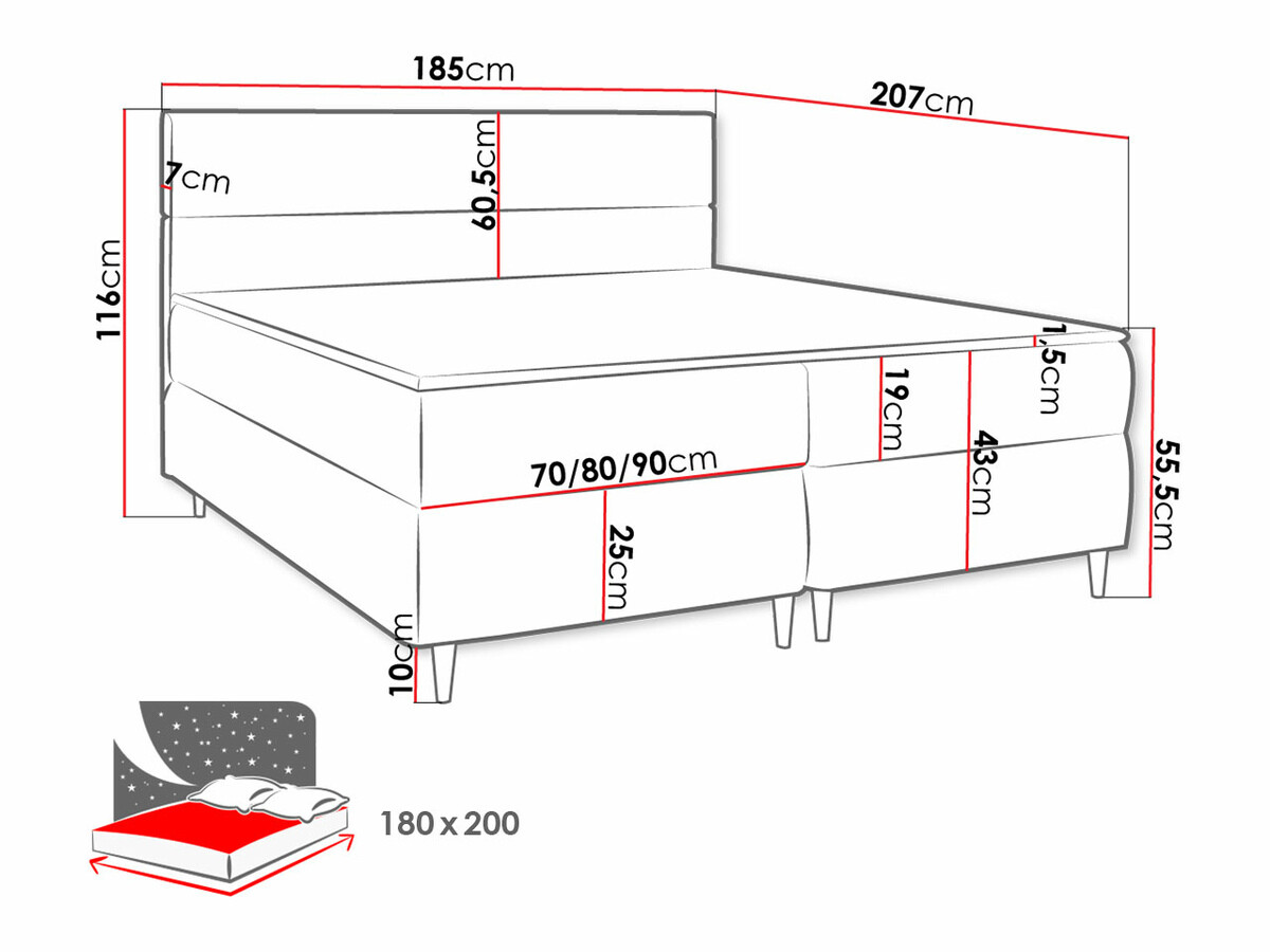 Boxspring postelja Memphis 135 (Itaka 15)
