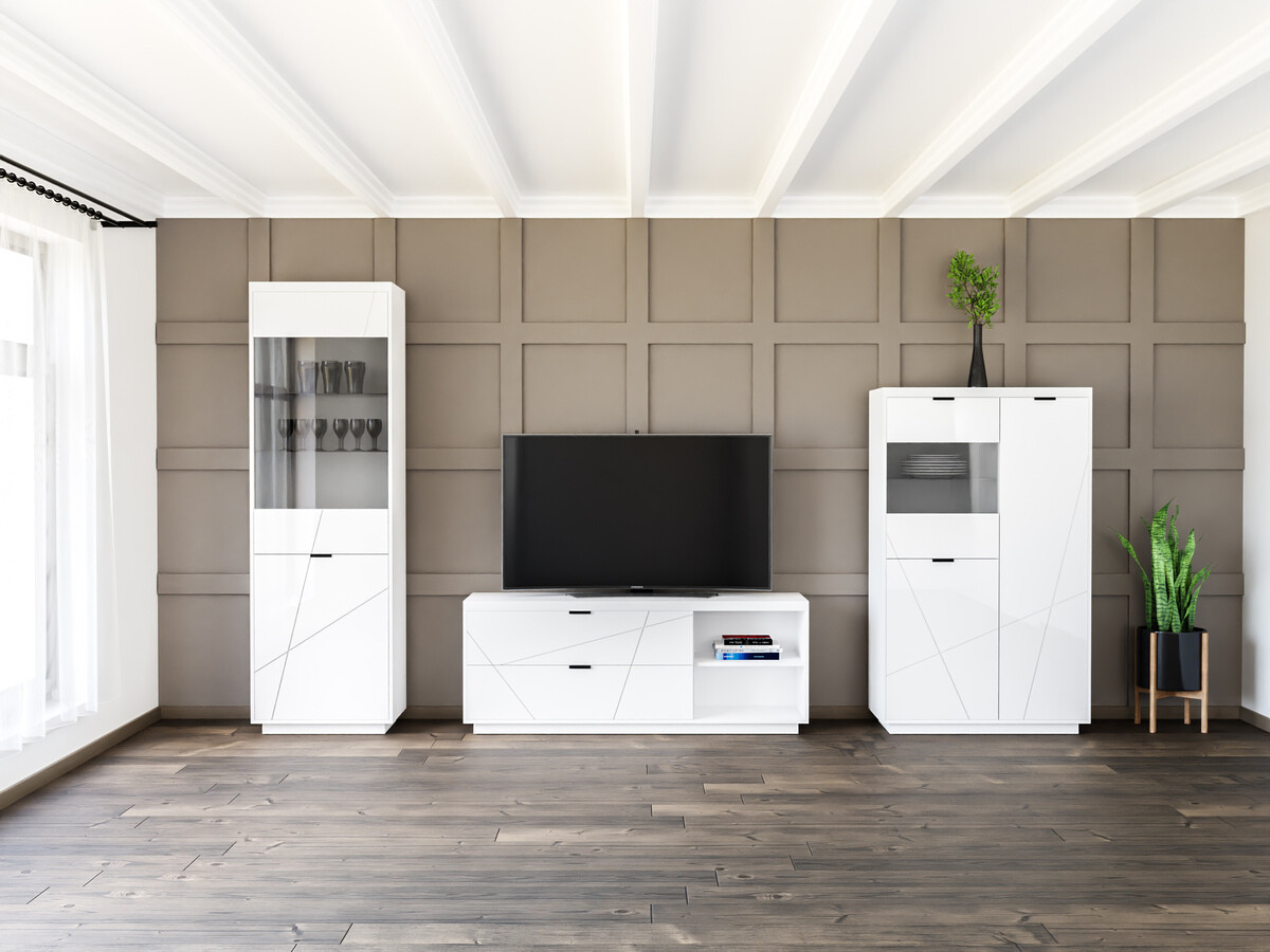 Komplet za dnevno sobo Fivale 112 (Sijaj bela + Bela)