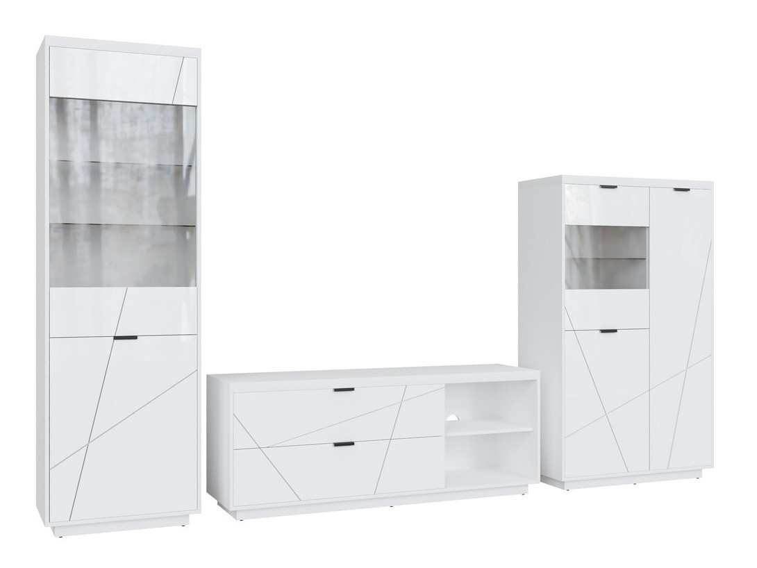 Komplet za dnevno sobo Fivale 112 (Sijaj bela + Bela)