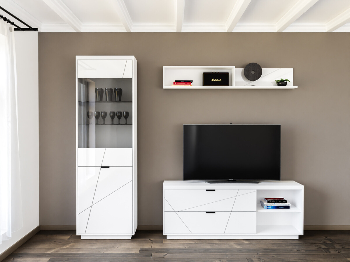 Komplet za dnevno sobo Fivale 113 (Sijaj bela + Bela)