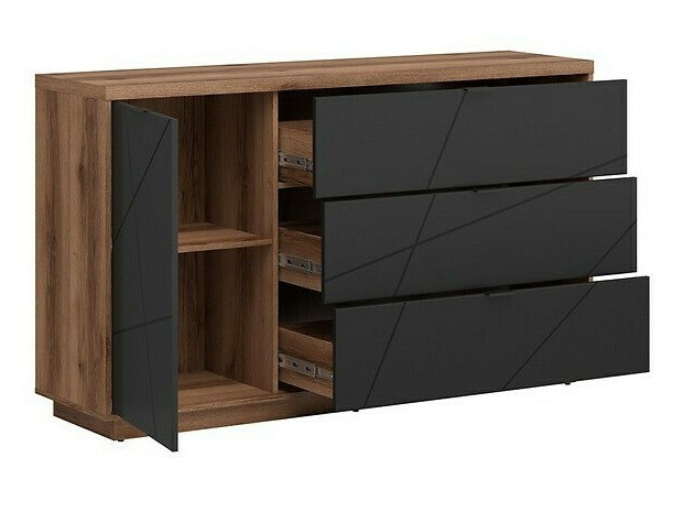 Komplet za dnevno sobo Fivale 114 (Temni delano hrast + Mat črna)