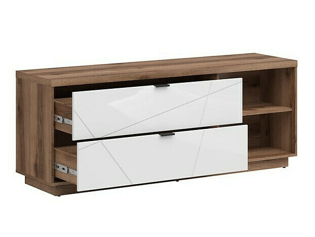 Komplet za dnevno sobo Fivale 114 (Temni delano hrast + Sijaj bela)