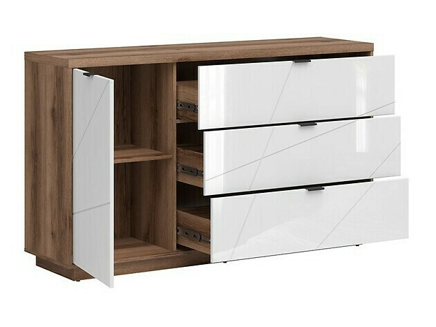 Komplet za dnevno sobo Fivale 114 (Temni delano hrast + Sijaj bela)