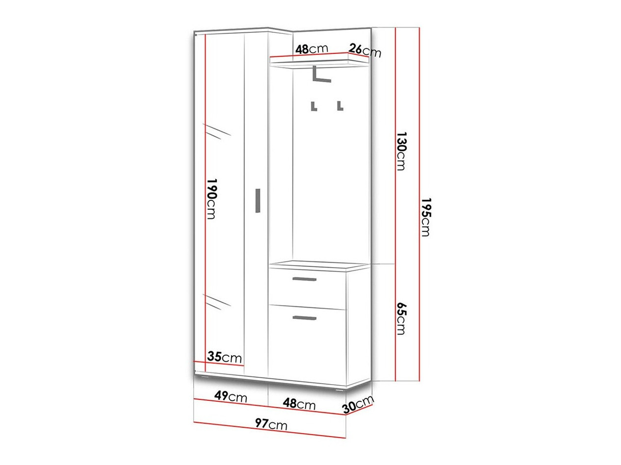 Komplet za predsobo Pavo (Sonoma hrast + Bela)