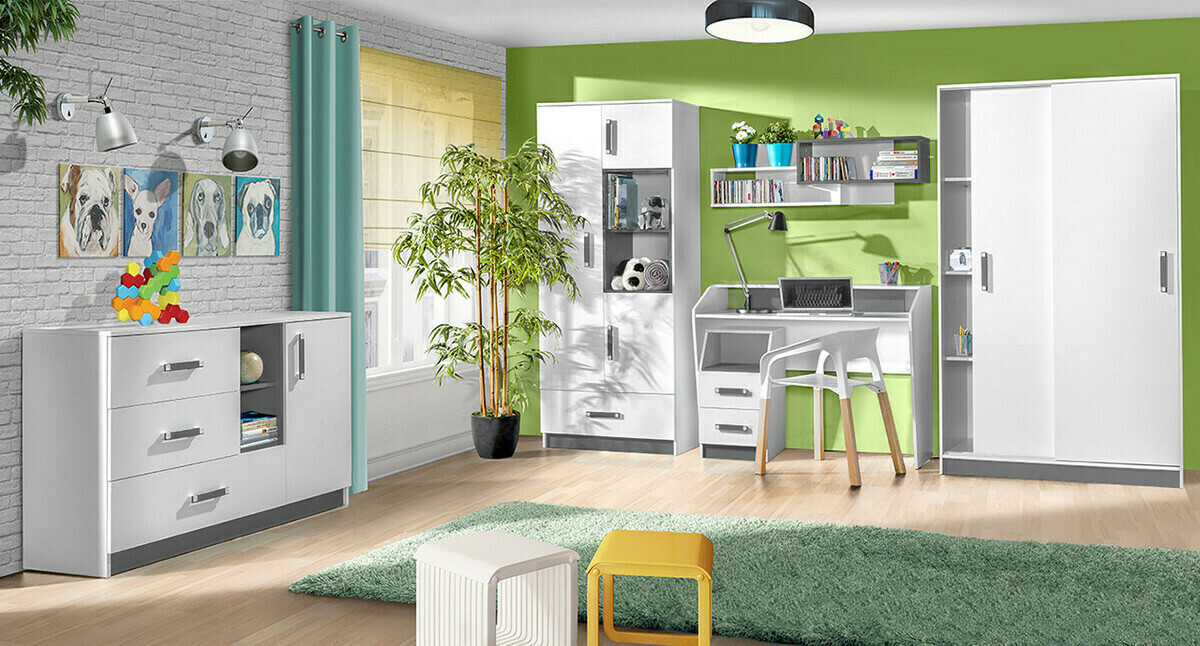 Komoda Lorlare 107 (Bela + Siva)