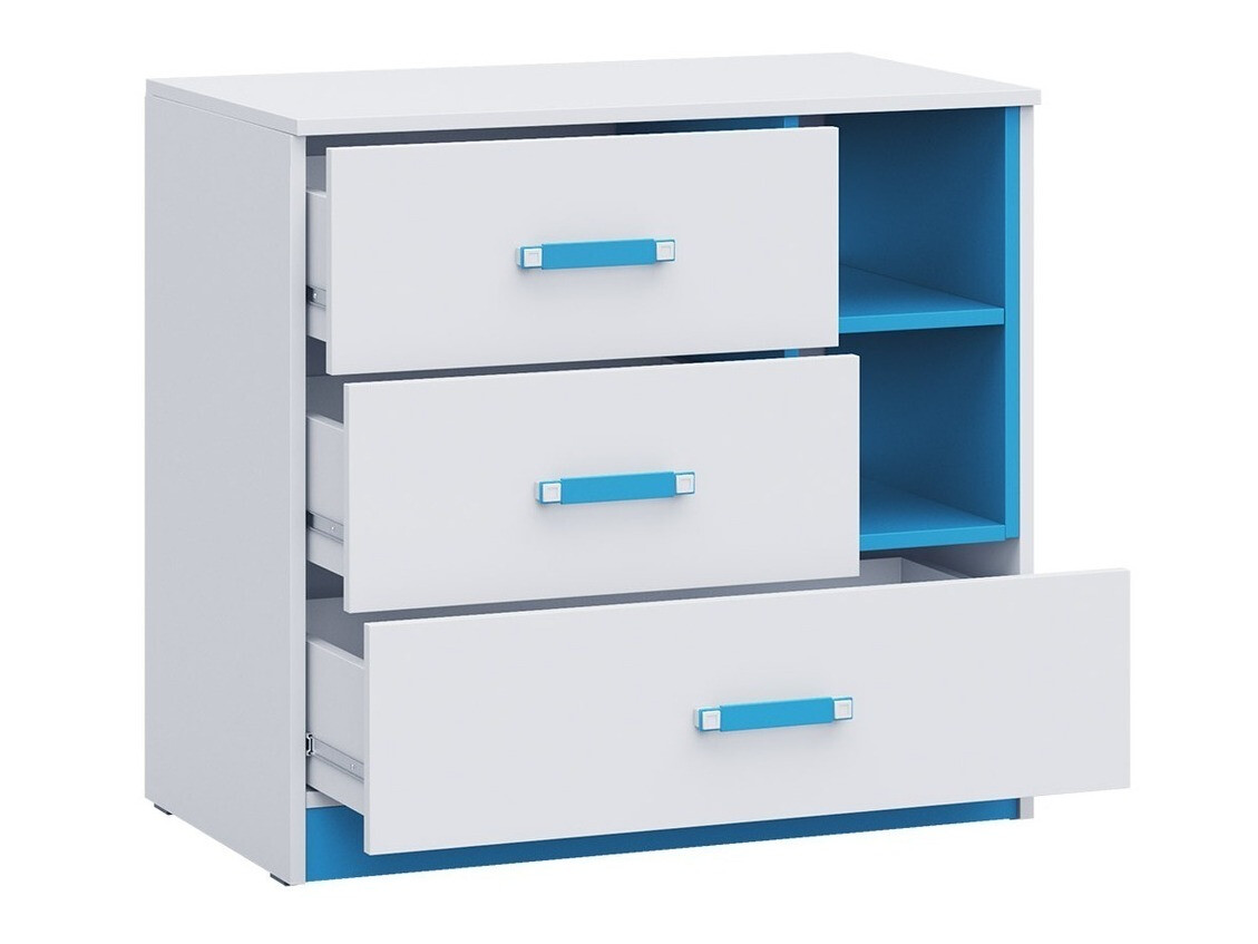 Komoda Lorlare 108 (Bela + Turkizna)