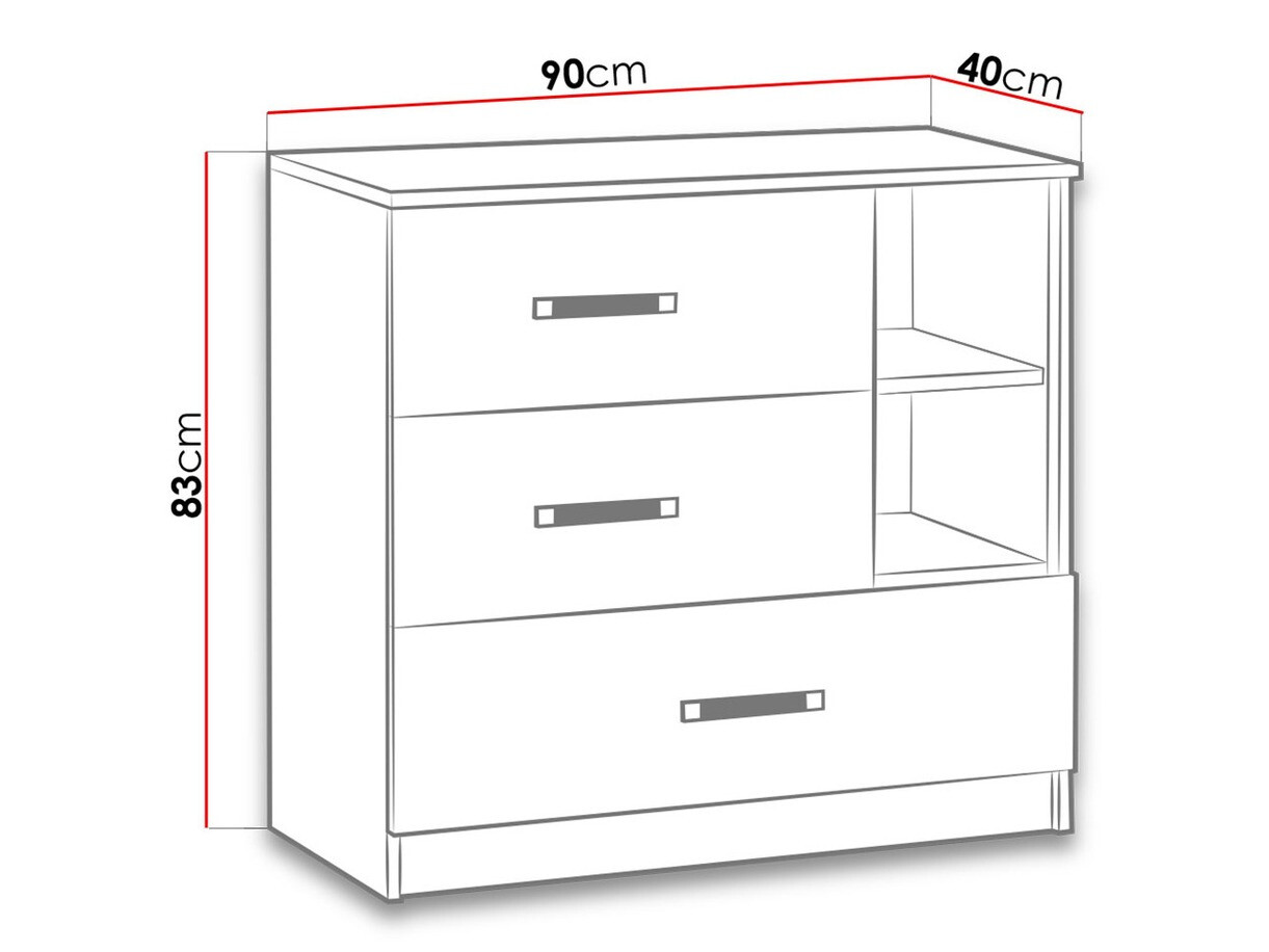 Komoda Lorlare 108 (Bela + Turkizna)