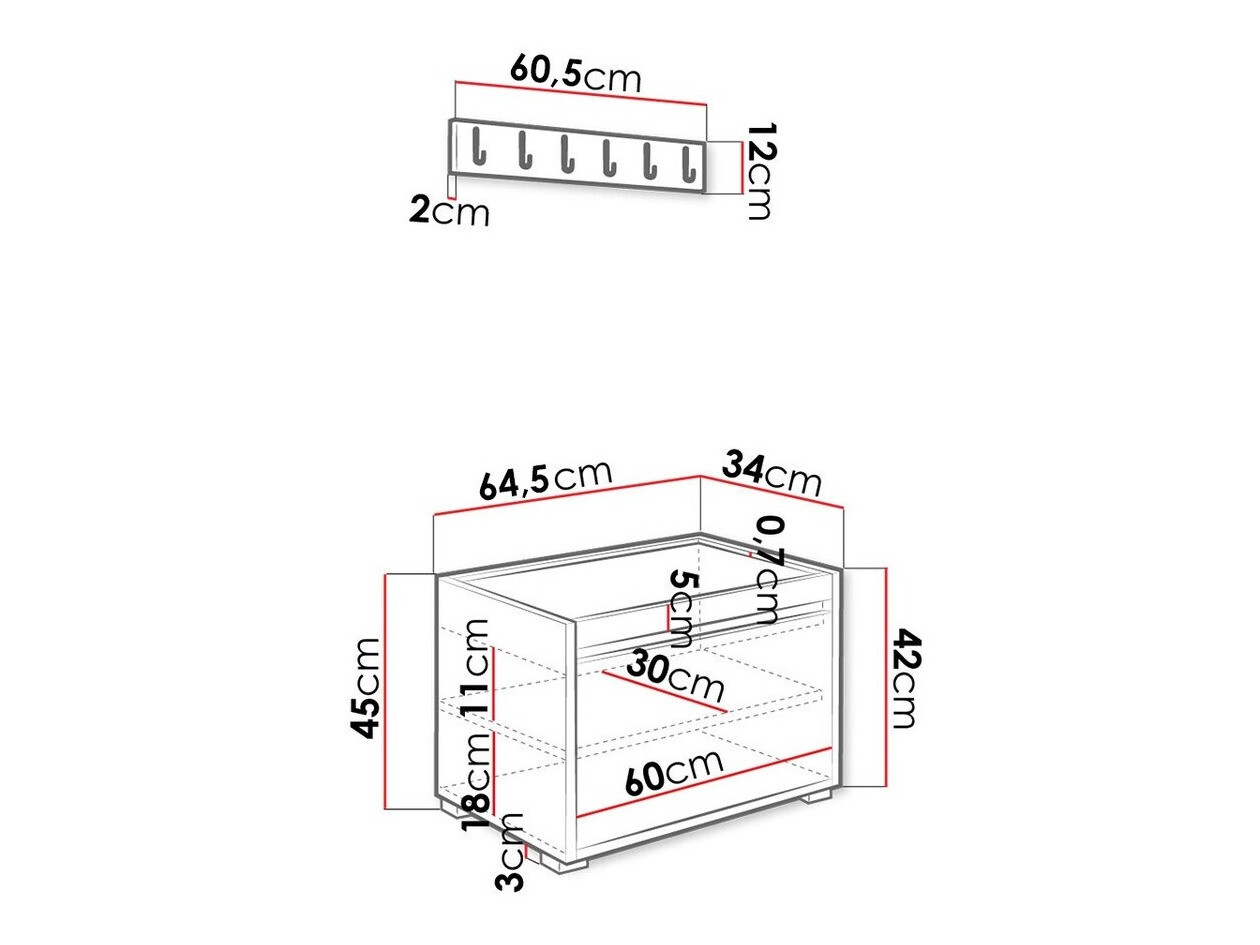 Komplet za predsobo Comfivo Pinus IX (Bela + Soft 017)