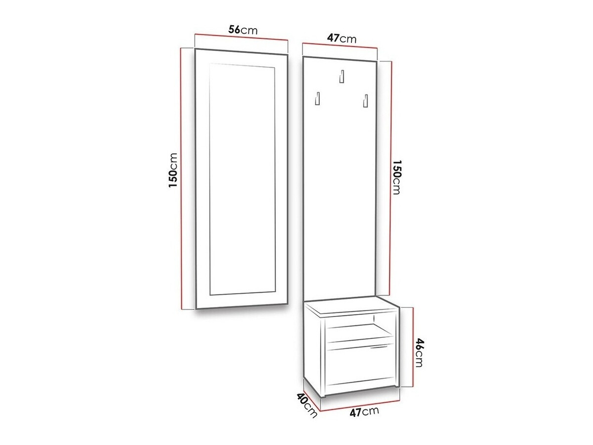 Komplet za predsobo Fivelbo 118 (Monastery hrast + Sijaj črna)