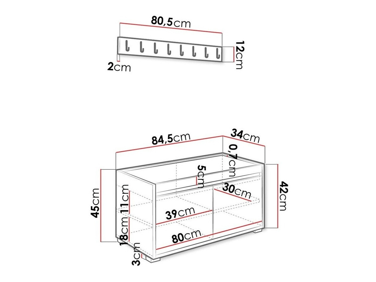 Komplet za predsobo Comfivo Pinus IV (Bela + Manila 35)