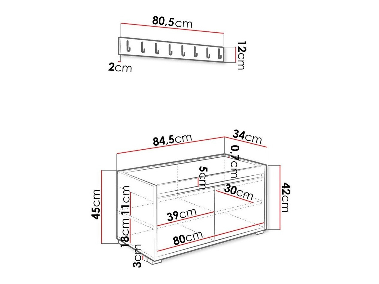 Komplet za predsobo Comfivo Pinus IV (Bela + Soft 017)