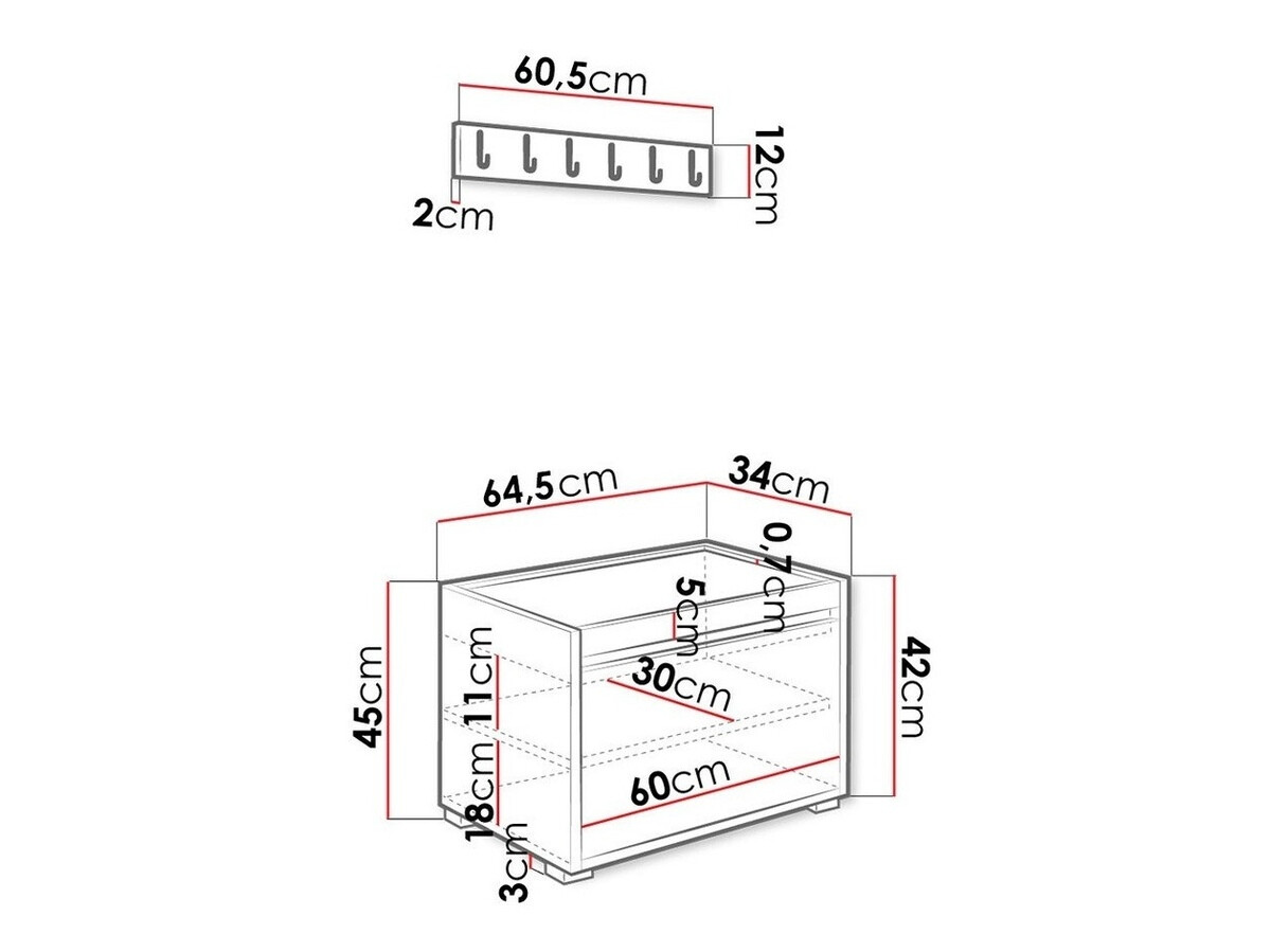 Komplet za predsobo Comfivo Pinus V (Bela + Manila 11)