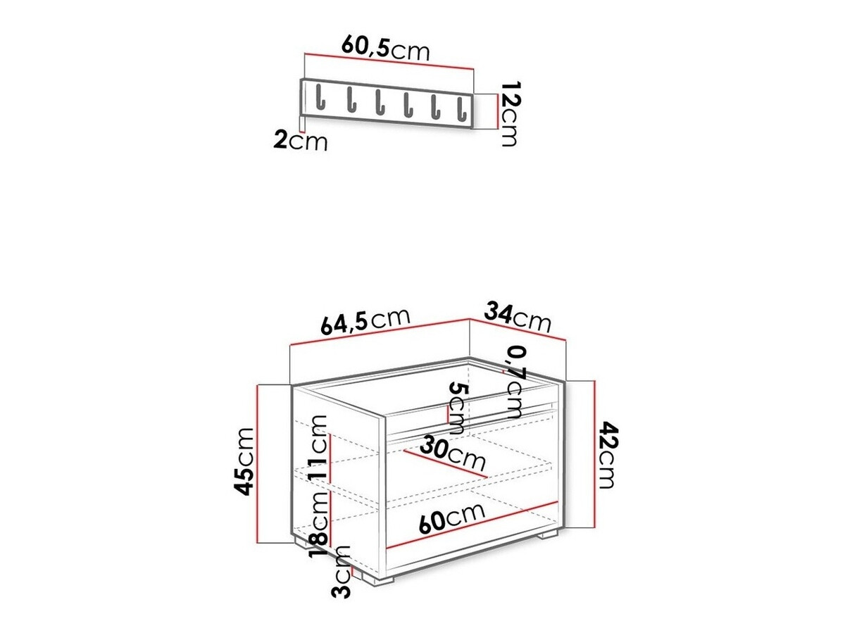 Komplet za predsobo Comfivo Pinus VI (Bela + Manila 09)