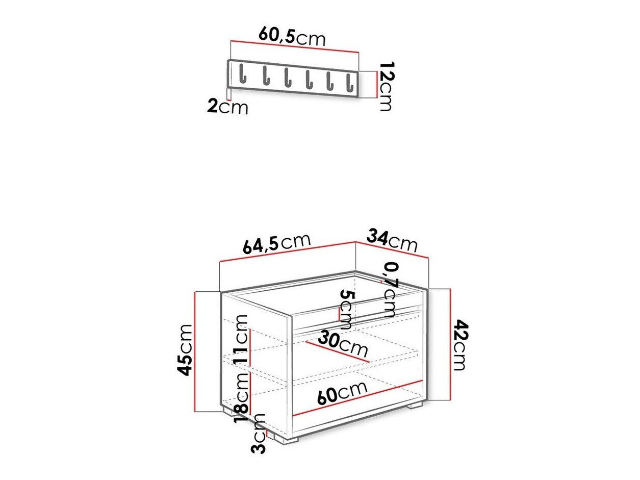 Komplet za predsobo Comfivo Pinus VII (Bela + Soft 017)
