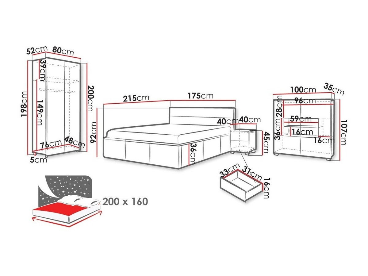 Komplet pohištva za spalnico Tivdalu 130 (Eko usnje Soft 020)