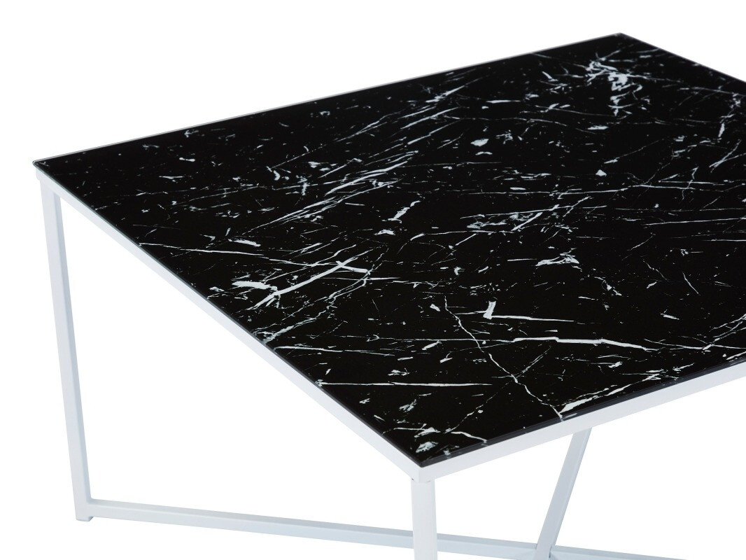 Klubska mizica Riverton 381 (Črni marmor + Bela)