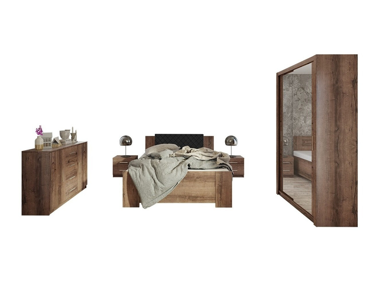 Komplet spalnic Catromi 112 (Monastery hrast + Soft Pik 011)