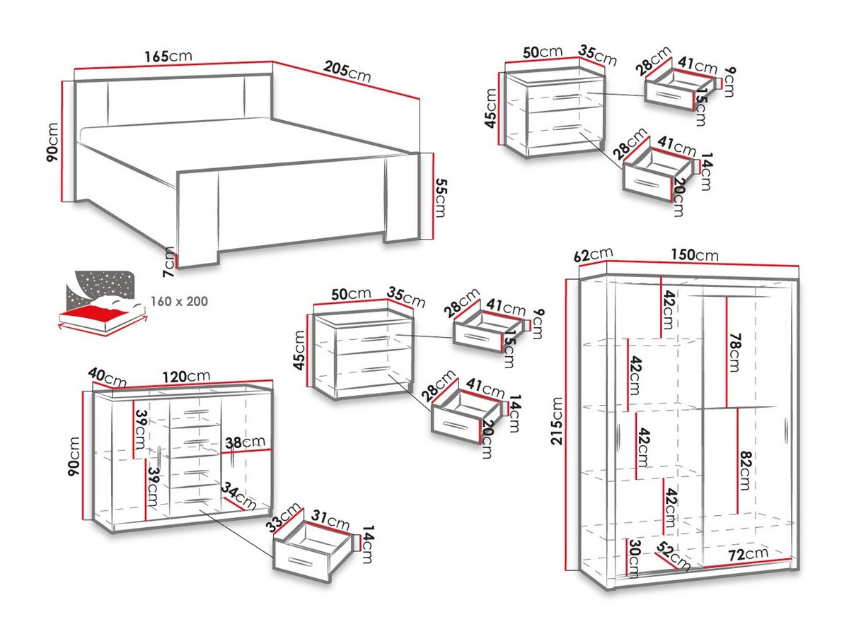 Komplet spalnic Catromi 113 (Bela + Soft Pik 029)